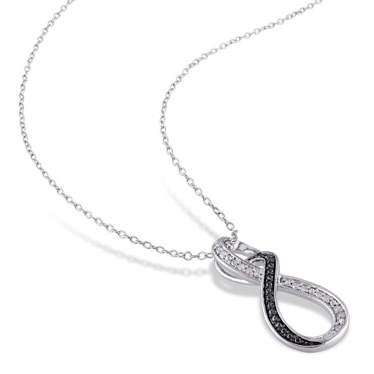 Diamond Infinity Pendant with Chain in Sterling Silver with Black Rhodium