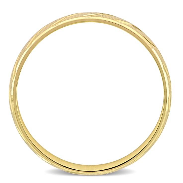 Ladies 6mm Striped Wedding Band in 10K Yellow Gold