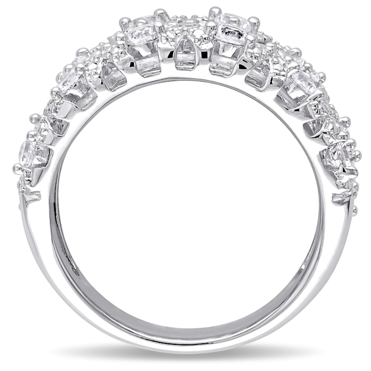 1 1/3 CT TGW Created White Sapphire Pave Lattice Ring in Sterling Silver