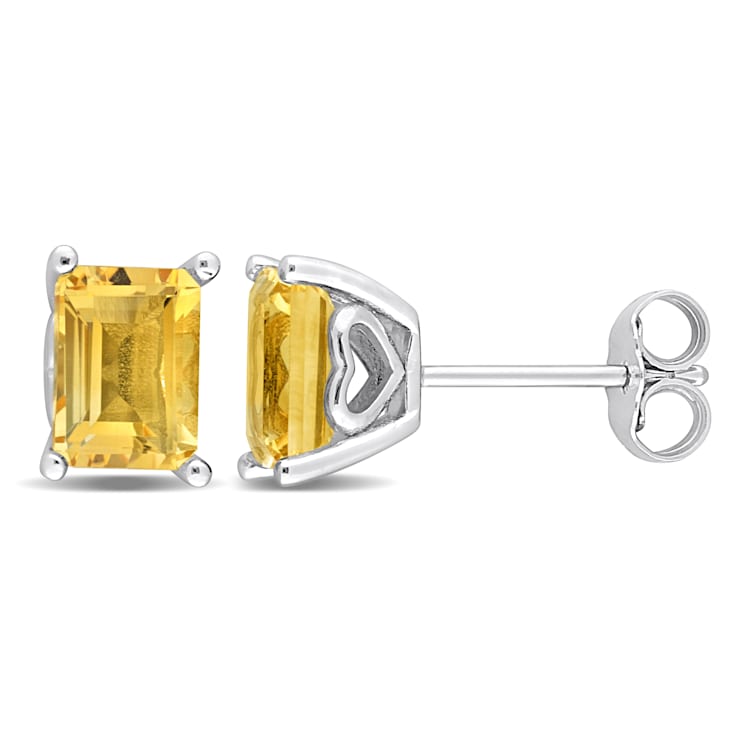 2 1/4 CT TGW Octagon Citrine Stud Earrings in Sterling Silver