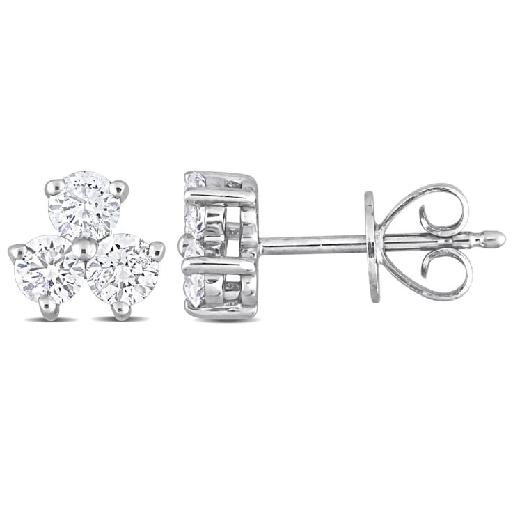 5/8 CT TW Diamond 3-Stone Stud Earrings in Platinum