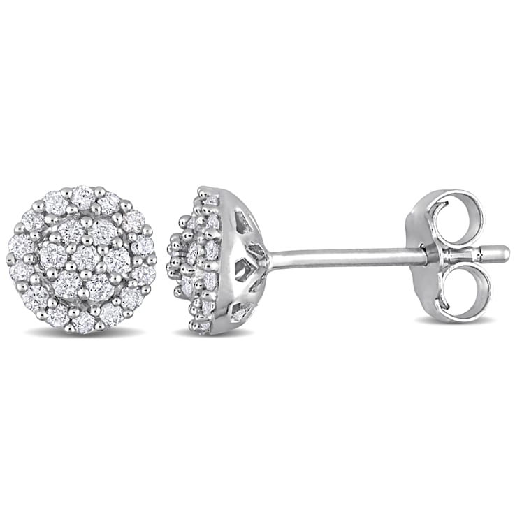 1/4 CT TW Diamond Halo Earrings in Sterling Silver