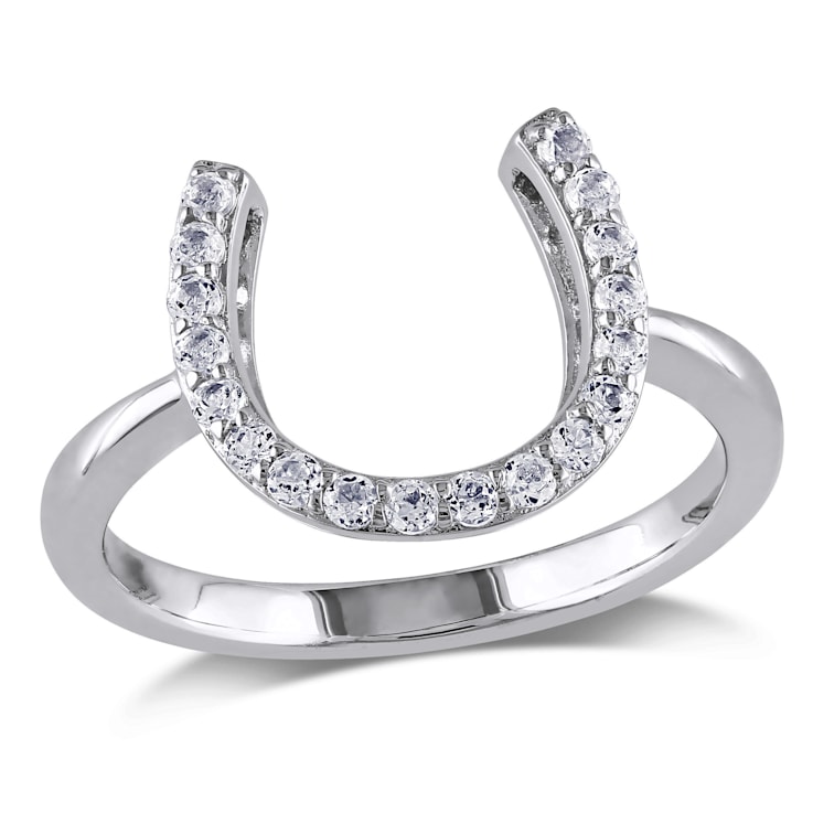 0.54 CTW White Topaz Horseshoe Ring in Sterling Silver