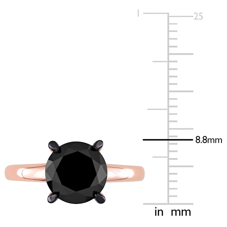3 ct Black Diamond Solitaire Engagement Ring in 14K Rose Gold