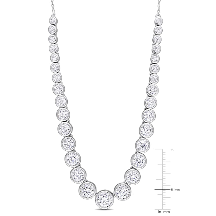 9 1/10 CT TGW Created Moissanite Graduated Necklace in Sterling Silver