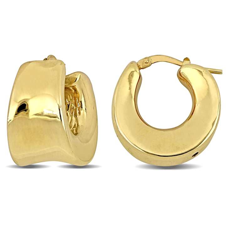 20MM Polished Huggie Earrings in 18K Yellow Gold Over Sterling Silver