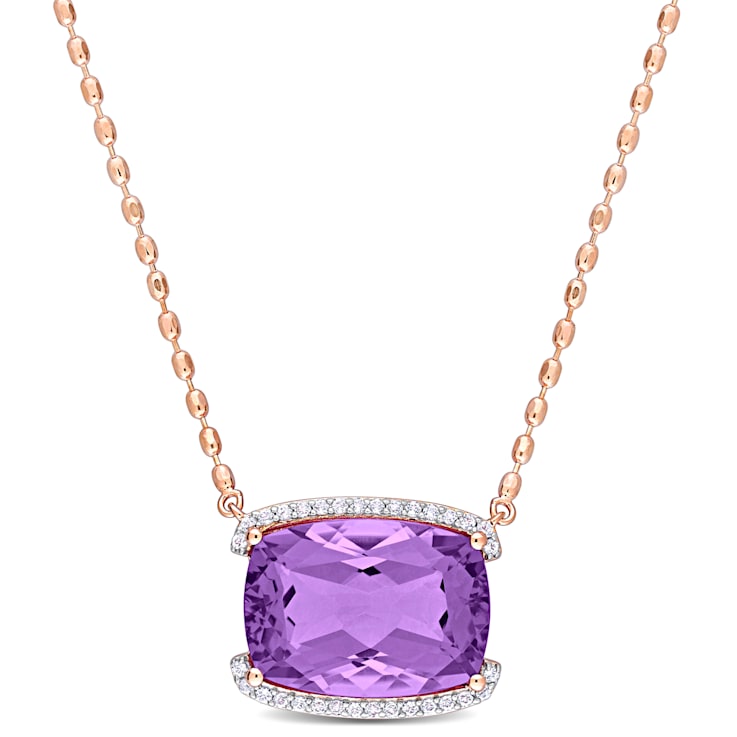 16 5/8 CT TGW Rose de France and White Topaz Halo Pendant with Chain in
Rose Plated Sterling Silver