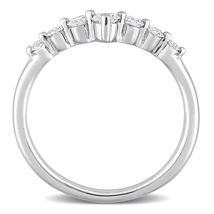 3/8 CT TGW Lab Grown Diamond Chevron Ring in Platinum Plated Sterling Silver