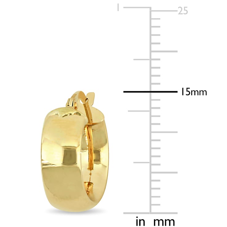 15mm Satin Finish Hoop Earrings in 10k Yellow Gold