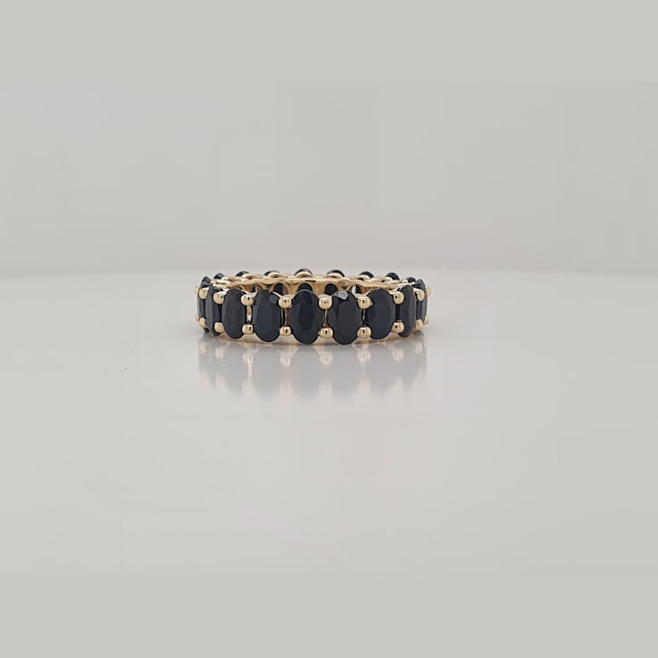 14K Yellow Gold Black Sapphire Oval Ring