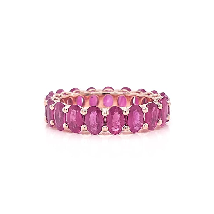 14K Rose Gold Ruby Oval Band Ring