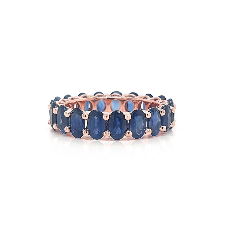 14K White Gold Blue Sapphire Oval Band Ring