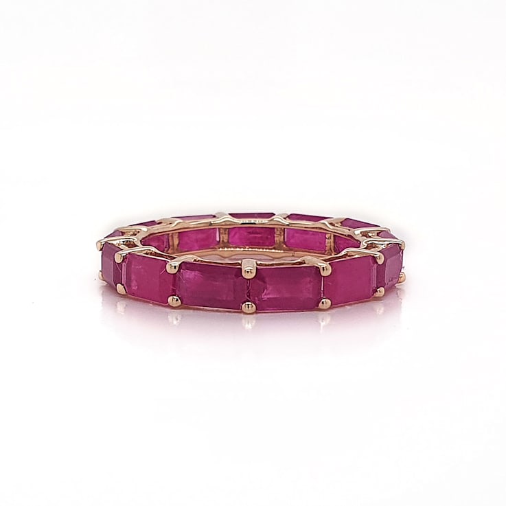 14K Rose Gold Ruby Octagon East-West Band Ring