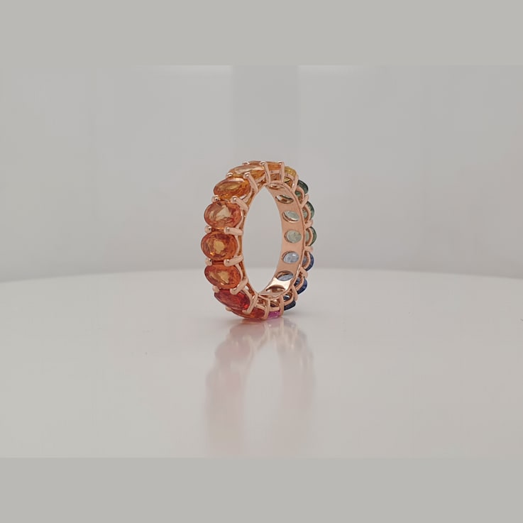 14K Yellow Gold Multi Sapphire Oval Ring