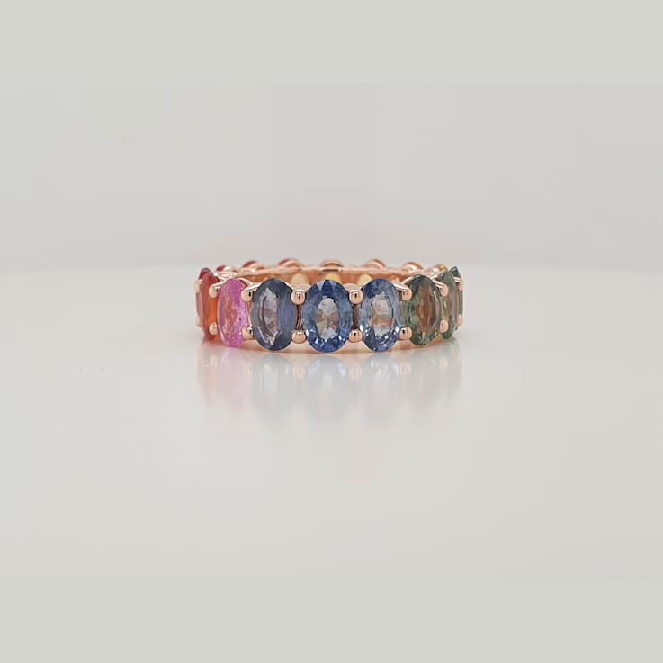 14K Yellow Gold Multi Sapphire Oval Ring