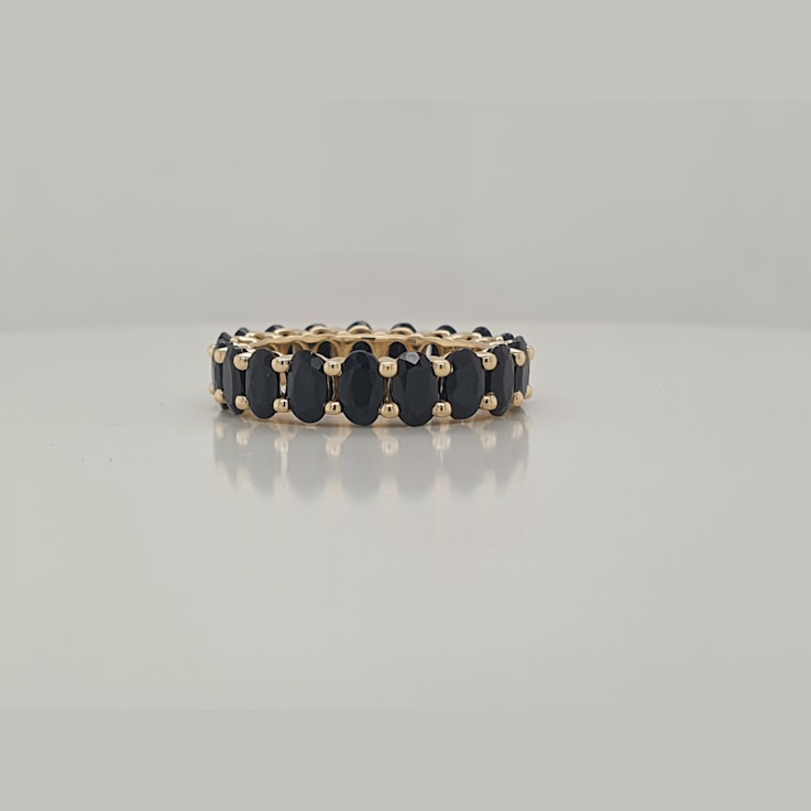 14K Yellow Gold Black Sapphire Oval Ring