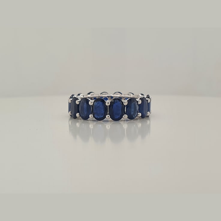 14K White Gold Blue Sapphire Oval Ring