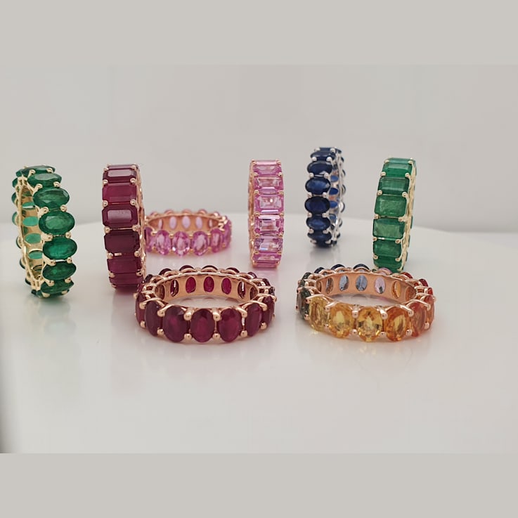 14K Yellow Gold Multi Sapphire Oval Ring