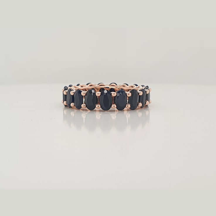 14K Rose Gold Black Sapphire Oval Ring