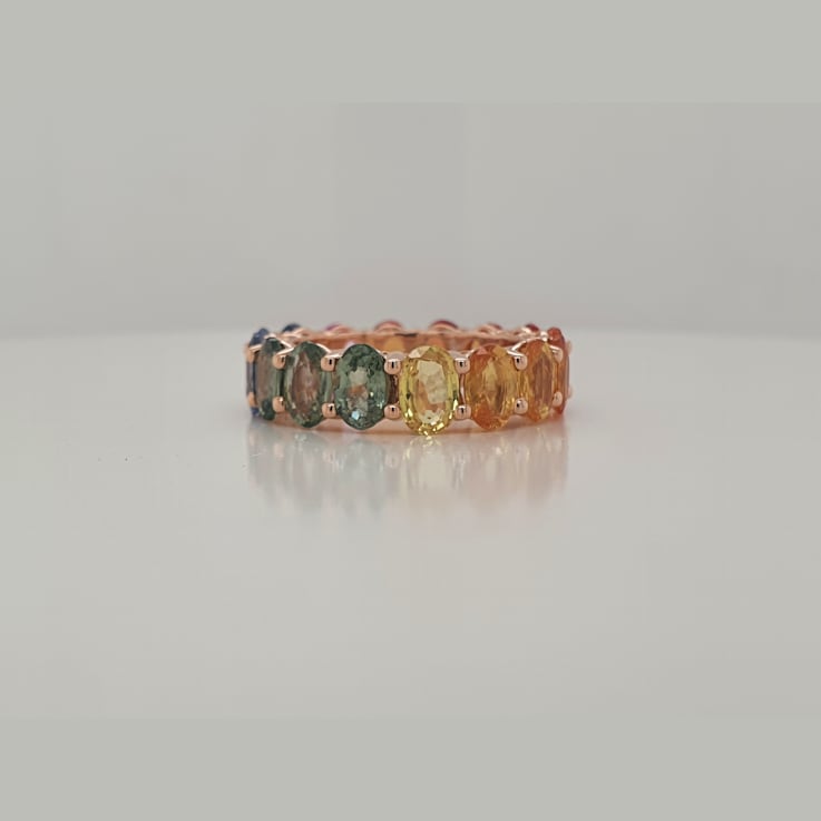 14K Yellow Gold Multi Sapphire Oval Ring