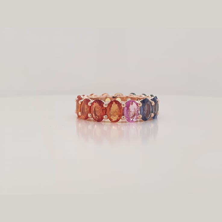 14K Yellow Gold Multi Sapphire Oval Ring