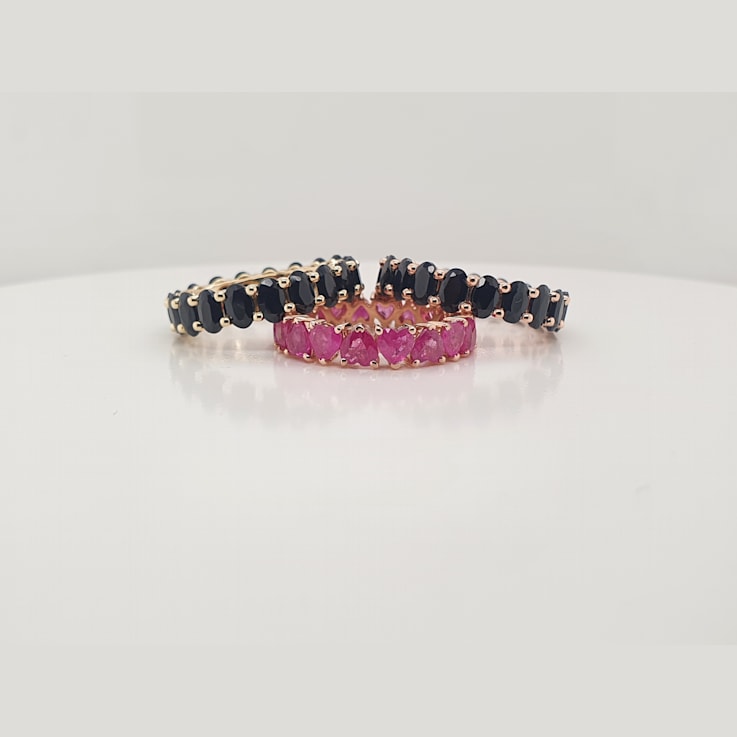 Black Sapphire Oval Band in 14K Gold