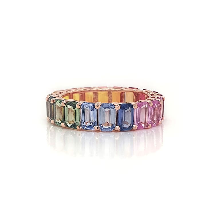 14K Yellow Gold Multi Sapphire Octagon Ring
