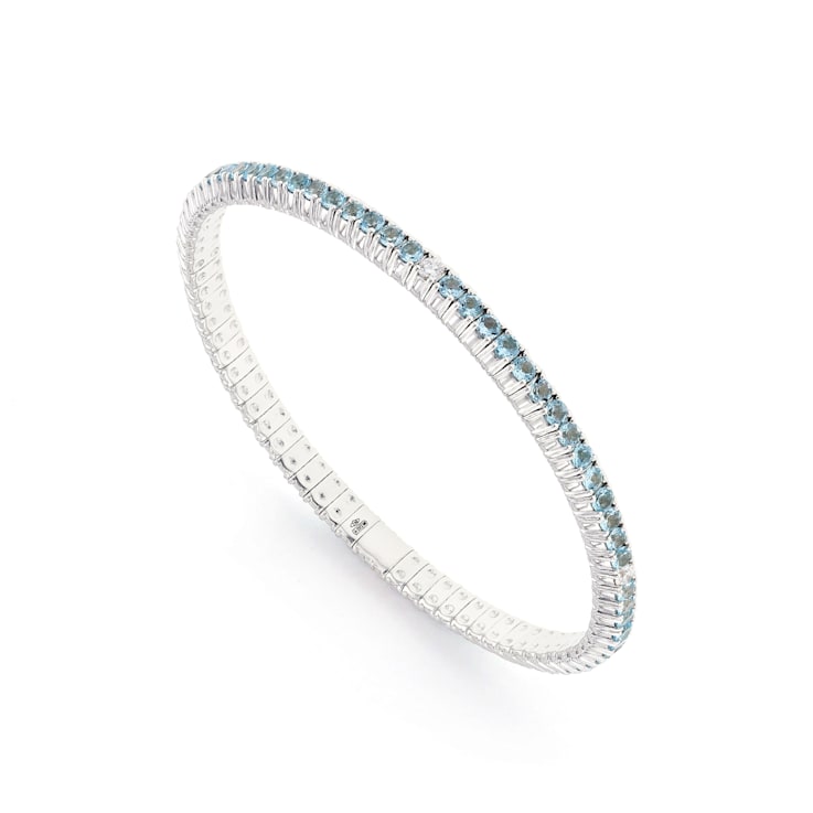 ZYDO White Gold Stretch Tennis Bracelet with 3.64cts of Blue Topaz and
0.22cts of Diamonds