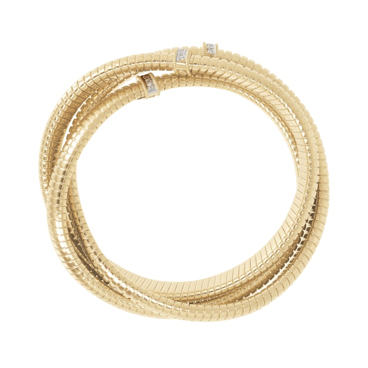 ALBERTO MILANI – PIAZZA MERCANTI, 14K YELLOW GOLD TUBOGAS 3 ROWS 8MM
WITH DIA. CT.0,27 BRACELET