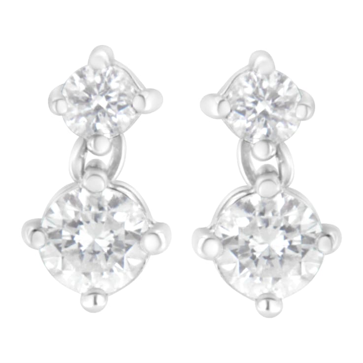 14K White Gold 1.0ctw Double Diamond Stud Earrings