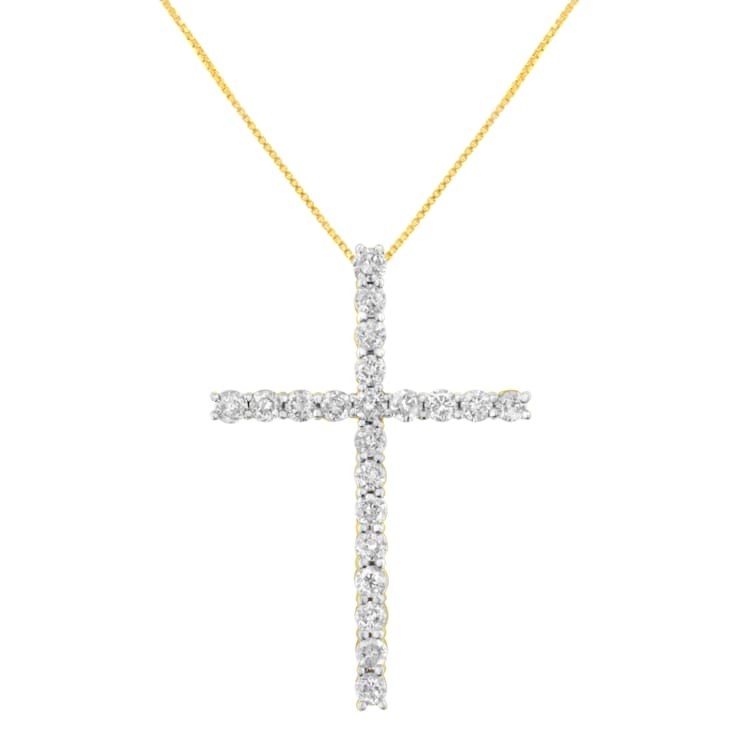 10K Yellow Gold Over Sterling Silver 4.0ctw Diamond Cross Pendant
w\chain 18"