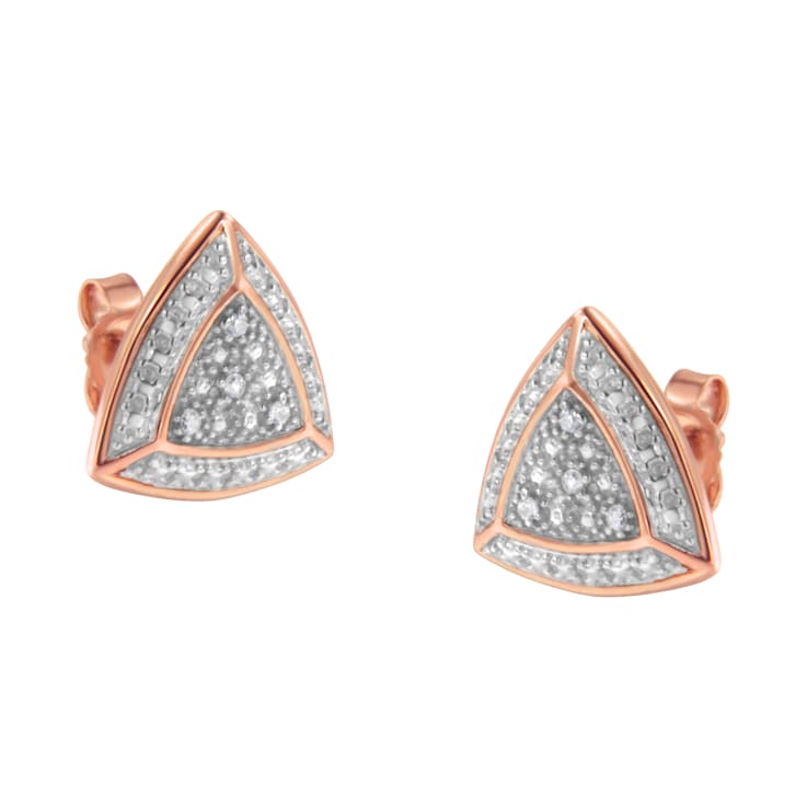 14K Rose Gold Over Sterling Silver Diamond-Accented Trillion 4-Stone
Halo-Style Stud Earrings