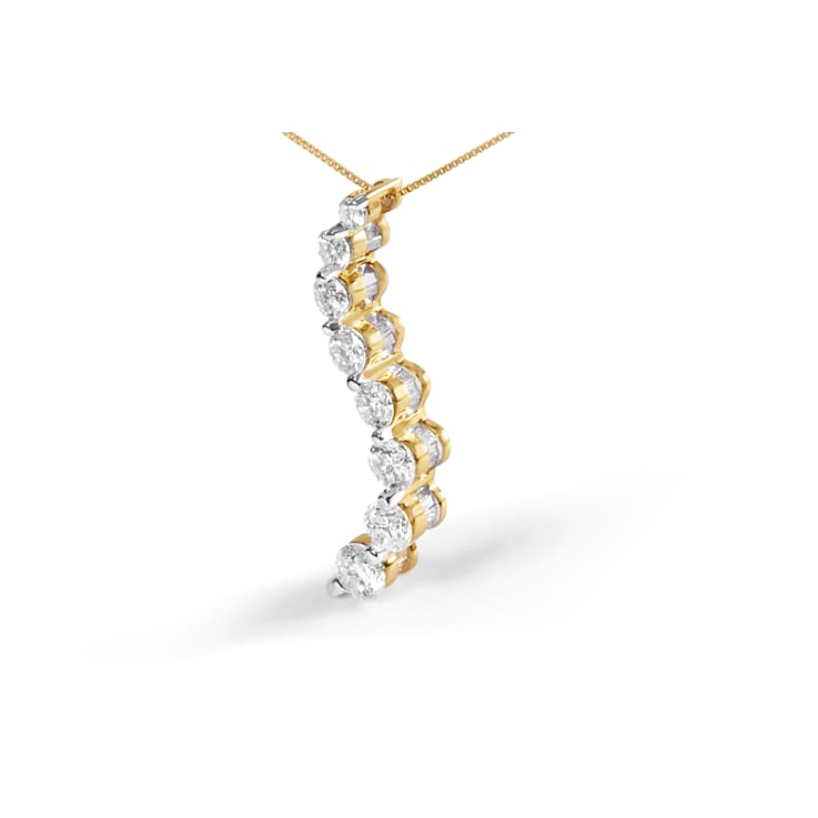 14k Yellow Gold 3.0ctw Mixed Cut Diamond Journey 18" Pendant With
Chain(I-J Color, I2-I3 Clarity)