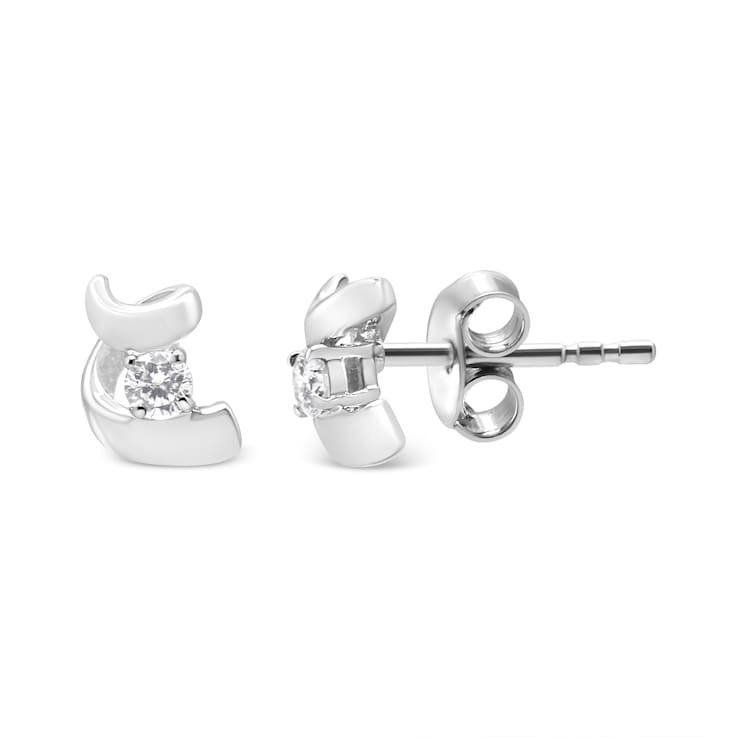 0.10ctw Round Cut Diamond Sterling Silver Earrings
