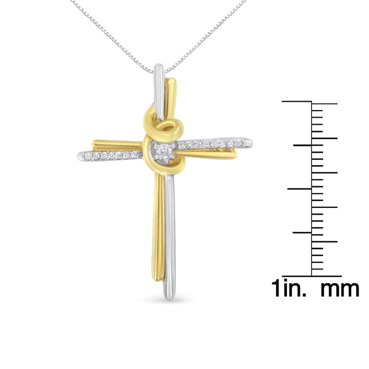 Diamond-Accented Cross 10K Yellow & White Gold Pendant Necklace with
18" Chain