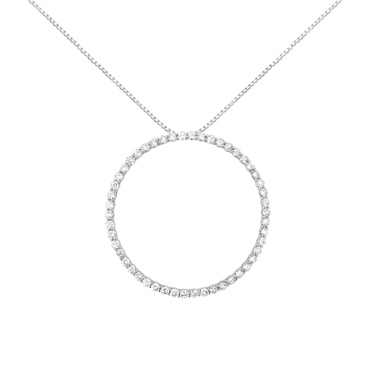 Sterling Silver 4ctw Round-Cut Diamond Open Circle Hoop Necklace (J-K
Color, I1-I2 Clarity)