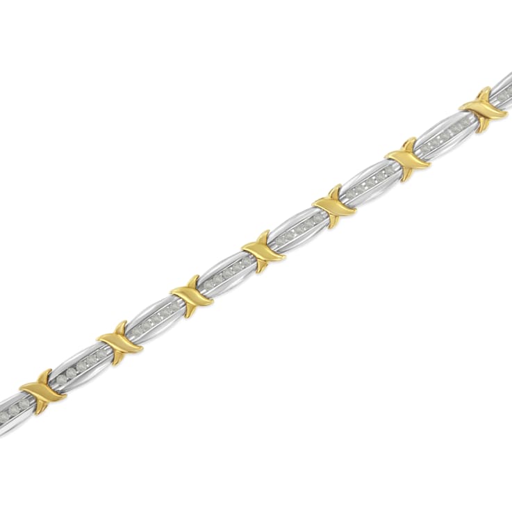 Sterling Silver 1ct TDW Diamond X-Link Bracelet (I-J, I2-I3) - 7"