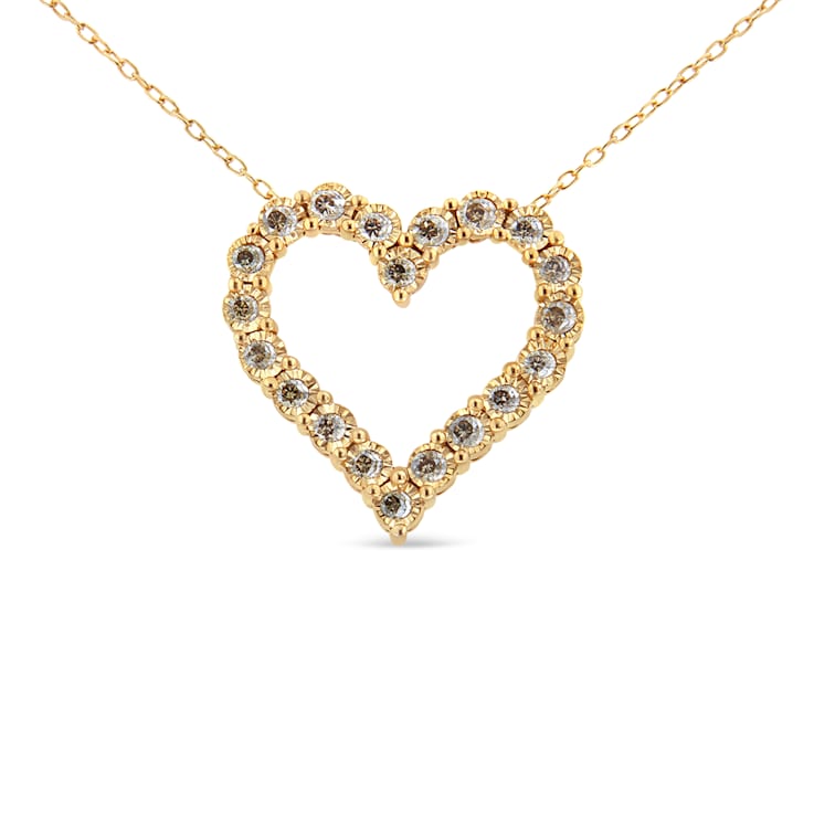 10K Yellow Gold Over Sterling Silver 1/2ctw Champagne Diamond Miracle
Plate Heart Necklace