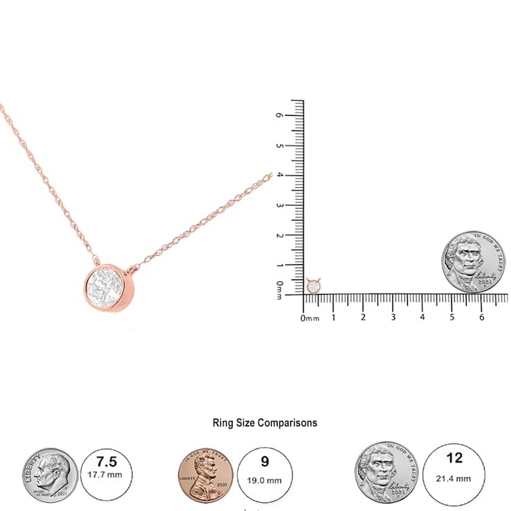 10K Rose Gold AGS Certified 1/5ctw Diamond Solitaire 16-18"
Necklace (I-J Color, VS1-VS2 Clarity)