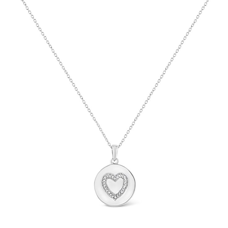 .925 Sterling Silver Prong-Set Diamond Accent Heart Emblemed 18"
Pendant Necklace