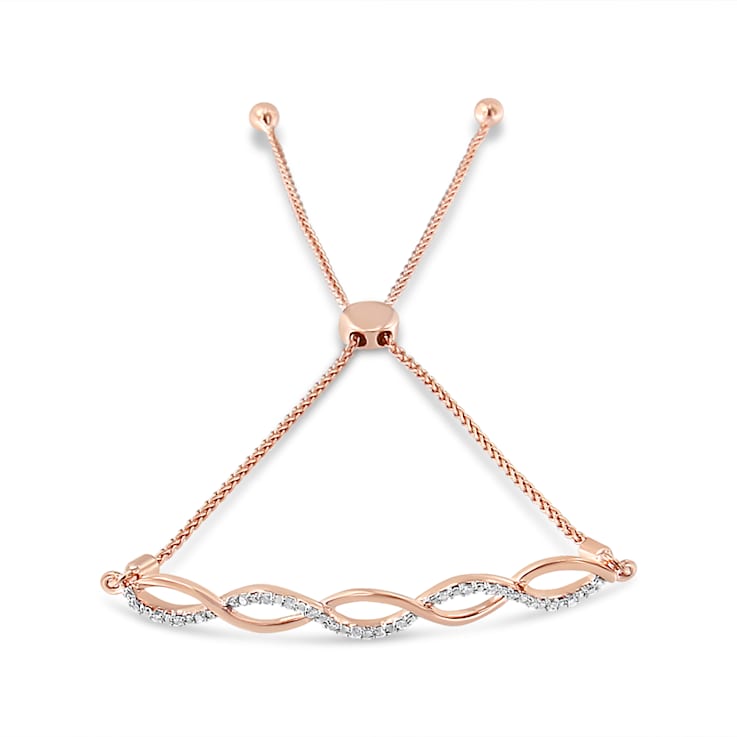 Diamond Infinity 14K Rose Gold Over Sterling Silver Bolo Bracelet
