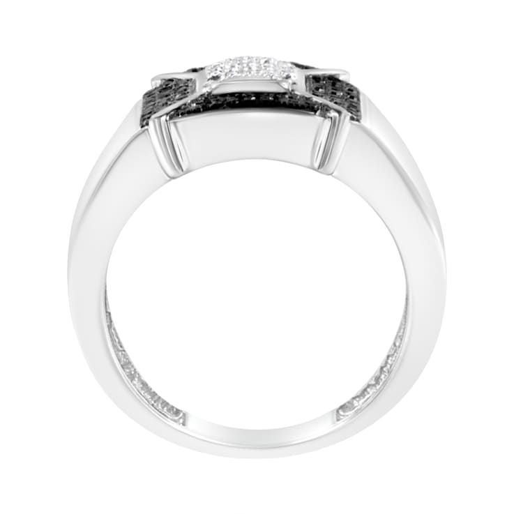 Sterling Silver 3/8ctw Composite Enhanced Black and White Diamond Men's
Band Ring (H-I, I2-I3)