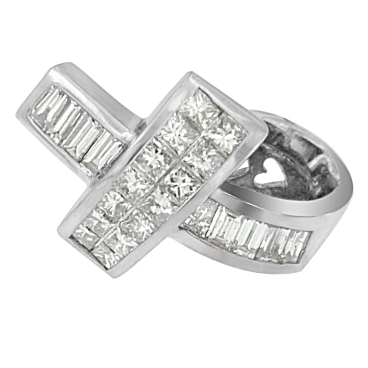 14K White Gold 2ctw Princess and Baguette Cut Diamond Ribbon Pendant
w\chain(H-I, SI-SI2)
