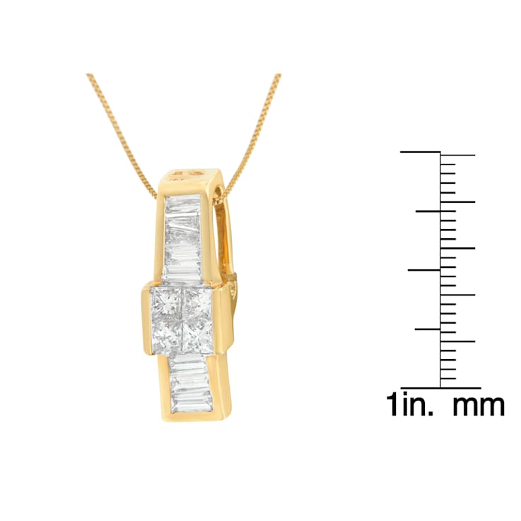 14K Yellow Gold 1 1/10ctw Mixed Cut Overlapping Diamond Drop Pendant
w\chain(H-I, SI1-SI2)