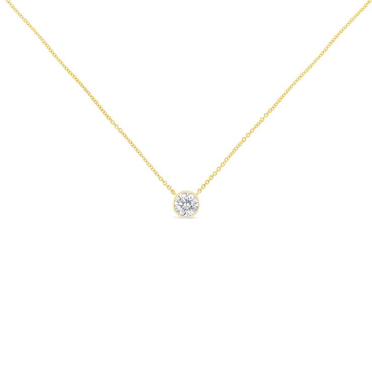 10K Yellow Gold 1/5ct Diamond Modern Bezel-Set Solitaire Necklace (H-I
Color, SI2-I1 Clarity)