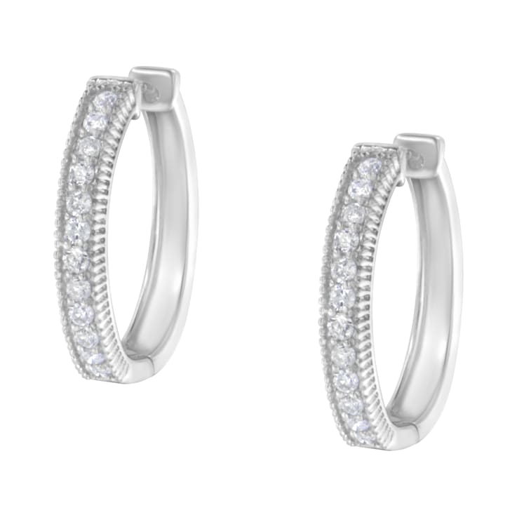 10K White Gold Diamond Hoop Earring 1.0ctw