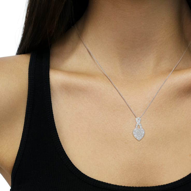 ★PEARLY MORE★ Ribbon Heart Chain Drop Necklace mother-of-pearl-heart-necklace