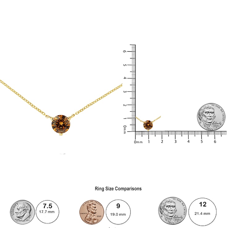 14K Yellow Gold 1/2ct Lab Grown Yellow Diamond Solitaire Necklace
(Yellow Color, VS2-SI1 Clarity)