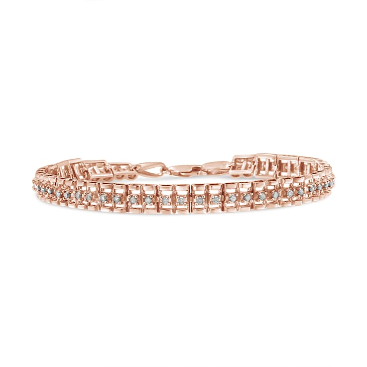 10K Rose Gold Plated .925 Sterling Silver 2.0 Cttw Diamond Double-Link
7" Tennis Bracelet