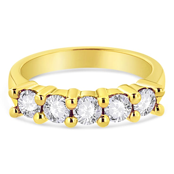 14K Yellow Gold Over Sterling Silver 1.0ctw Diamond 5 Stone Ring (J-K
Color, I1-I2 Clarity)
